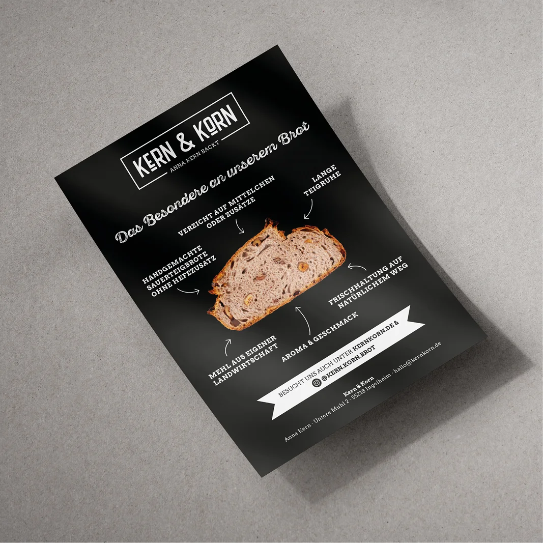 Rückseite des Flyers von Kern & Korn