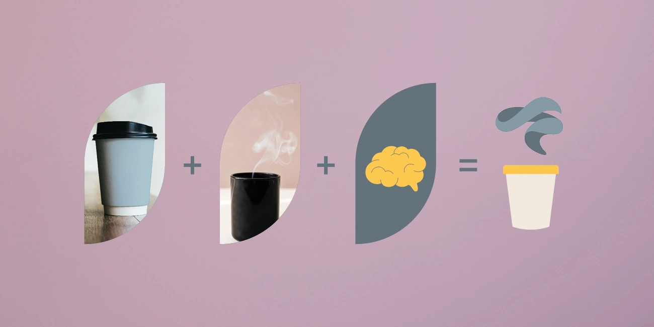 Erklärung der Psychologie To Go-Bildmarke, bestehend aus einem To-Go-Becher und Dampf, der an ein Gehirn erinnert