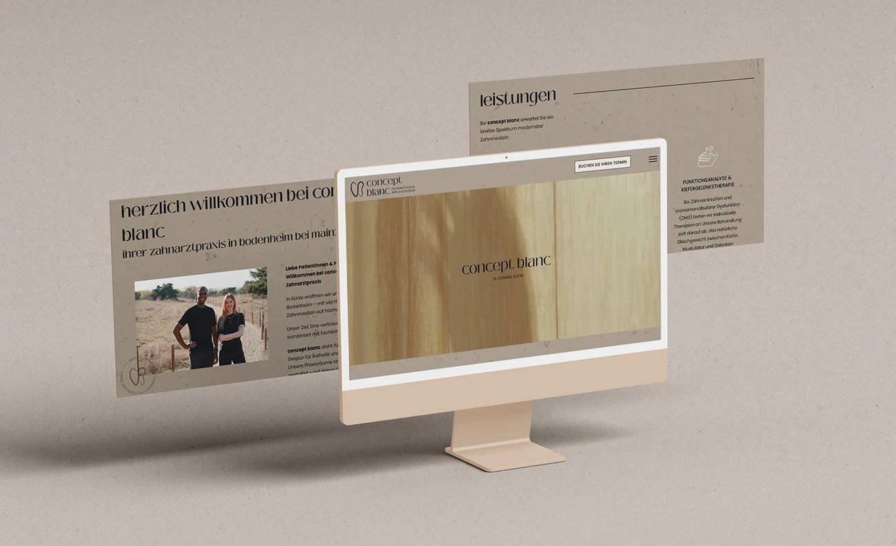 Website der Zahnarztpraxis concept blanc