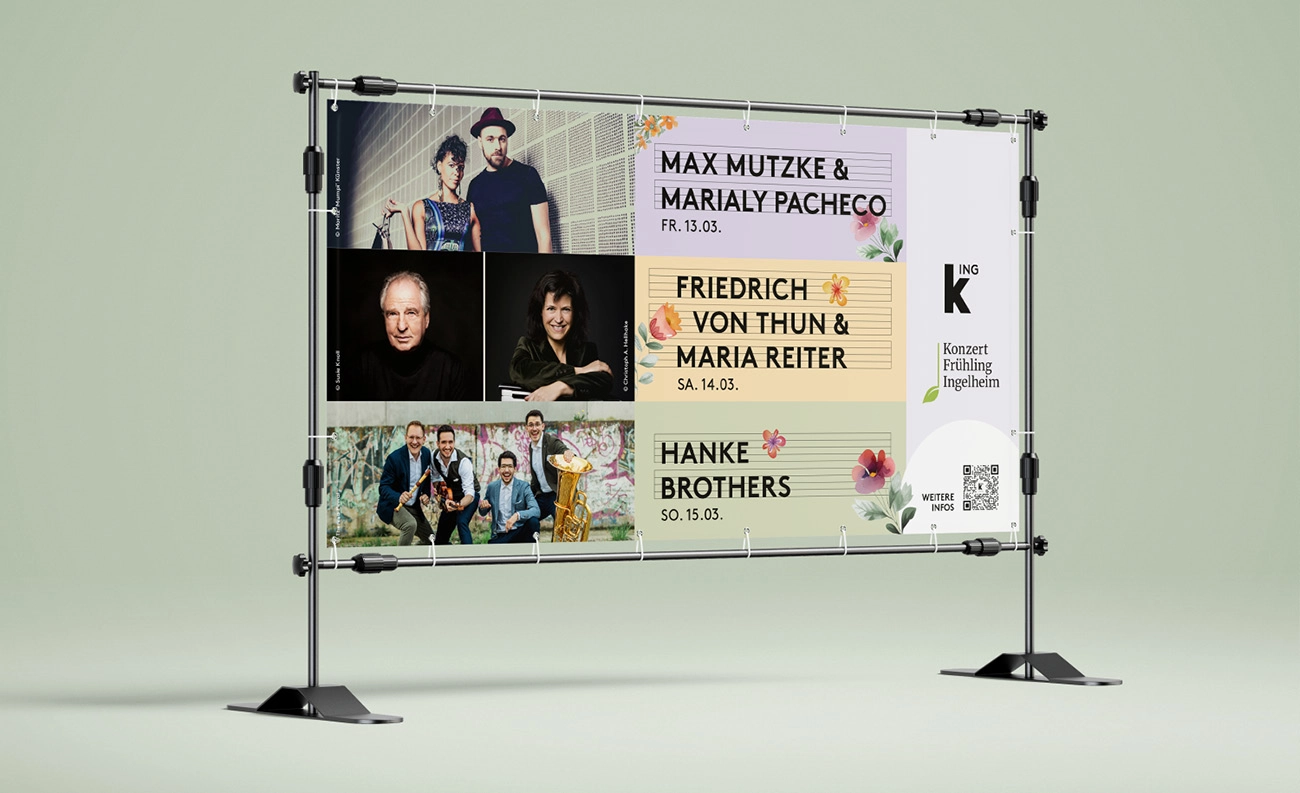 Bauzaunbanner für die Veranstaltungsreihe Konzertfrühling der IkUM.